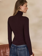 Wine Premium Wool Roll Neck Long Sleeve T-Shirt - Image 3 of 4
