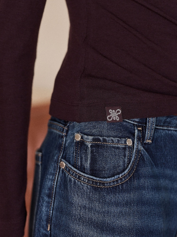 Wine Premium Wool Roll Neck Long Sleeve T-Shirt - Image 4 of 4 Wine Premium Wool Roll Neck Long Sleeve T-Shirt - Image 4 of 4