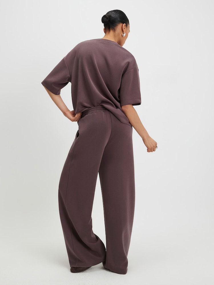 River Island Brown Premium Swash Wide Leg Joggers - Image 2 of 4 River Island Brown Premium Swash Wide Leg Joggers - Image 2 of 4