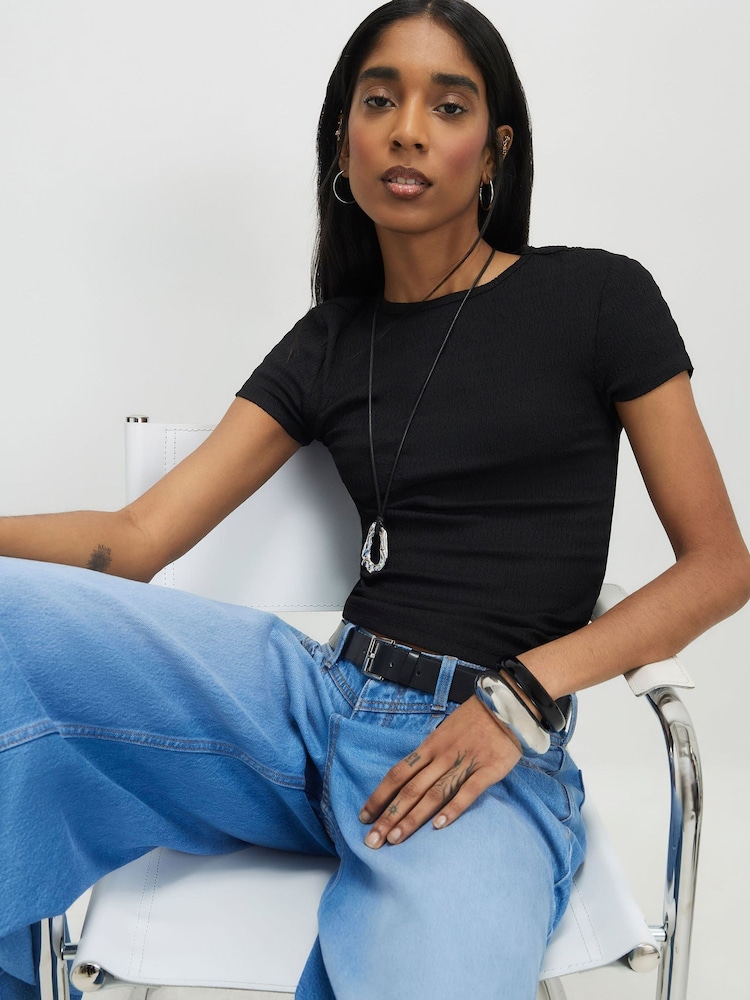 River Island Black Short Sleeve Texture Baby T-Shirt - Image 2 of 4