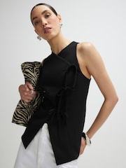 River Island Black Asymmetric Bow Tie Front Waistcoat - Image 1 of 4