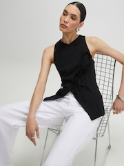 River Island Black Asymmetric Bow Tie Front Waistcoat - Image 2 of 4