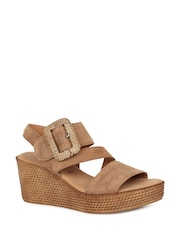 Gabor Brown Embrace High Wedge Sandals - Image 3 of 5