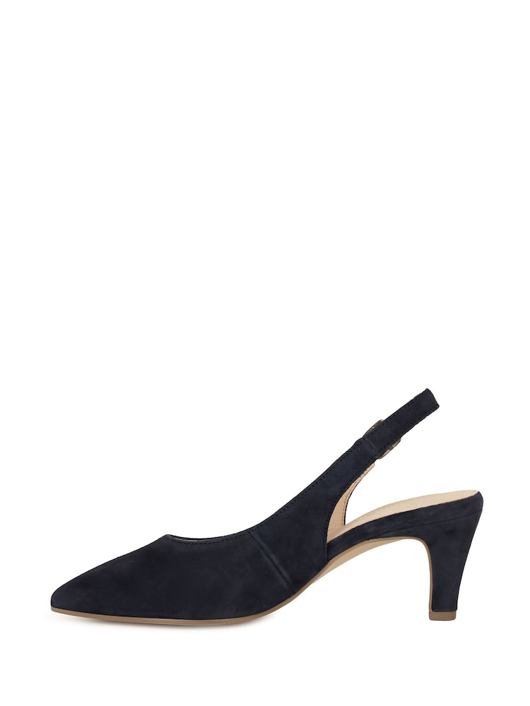 Gabor Dark Blue Suede Lazona Slingback Court Shoes - Image 2 of 5 Gabor Dark Blue Suede Lazona Slingback Court Shoes - Image 2 of 5
