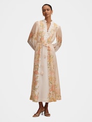 Forever New Cream Christina Petite Floral Tie Midi Dress - Image 1 of 4