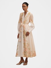 Forever New Cream Christina Petite Floral Tie Midi Dress - Image 4 of 4