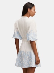 Forever New White Eva Embroidered Mini Dress Contains Linen - Image 2 of 5
