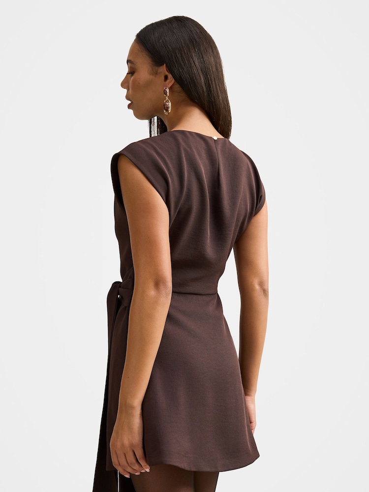 Forever New Brown Peony Tie Front Mini Dress - Image 2 of 5