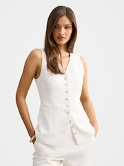 Forever New White Ayla Contrast Waistcoat - Image 1 of 5