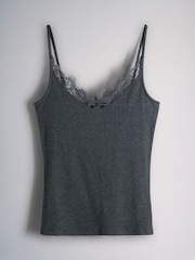 Grey/Charcoal/Black/White - Набор из 4 топов на бретелях в рубчик с кружевной отделкой The Set - Изображение 3 7
