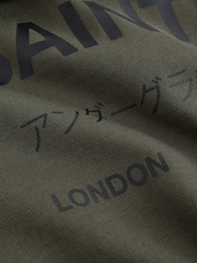 smALLSAINTS Dark Green Oversized Underground Pullover Hoodie - Image 3 of 8