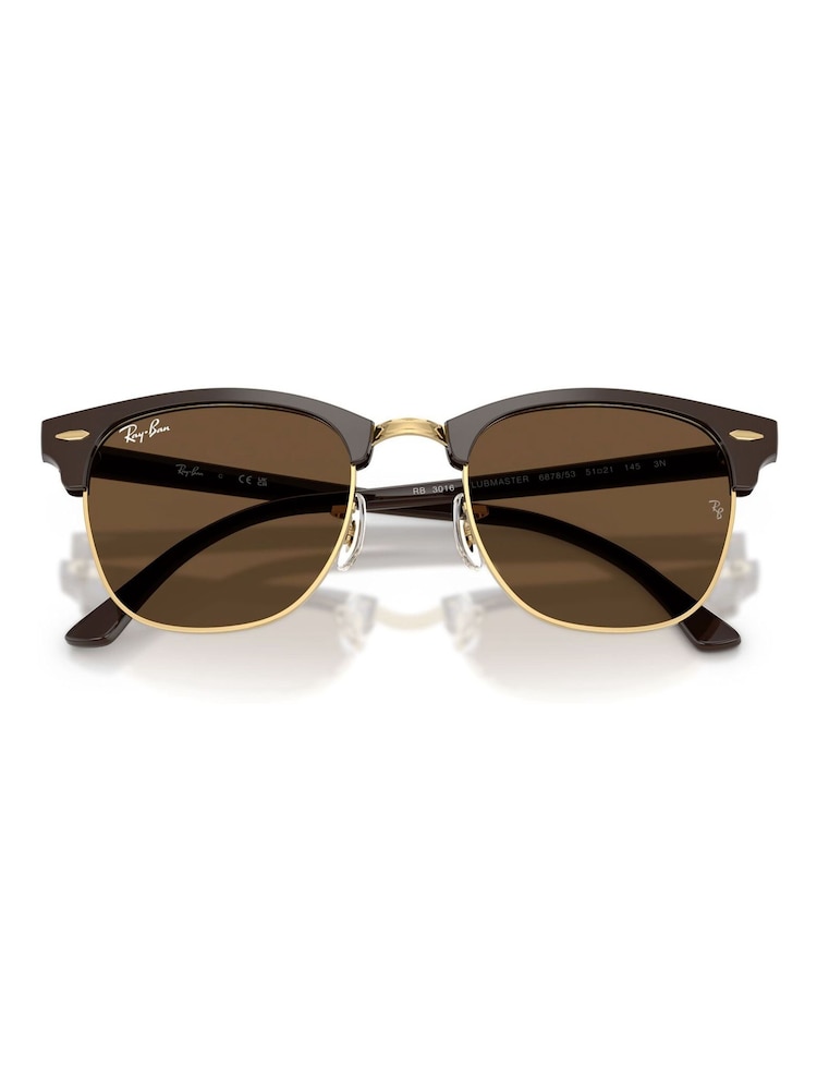 Ray-Ban Gold Clubmaster Square Sunglasses - Image 1 of 5 Ray-Ban Gold Clubmaster Square Sunglasses - Image 1 of 5