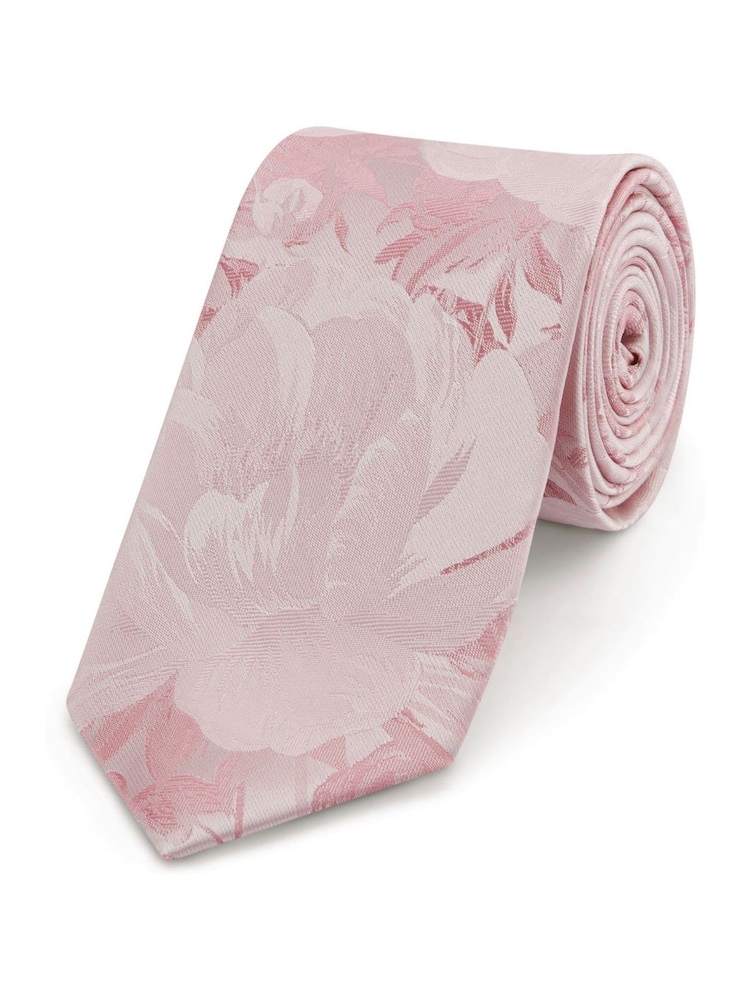 Skopes Light Pink Silk Floral Tie & Pocket Square Set - Image 1 of 5