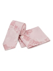 Skopes Light Pink Silk Floral Tie & Pocket Square Set - Image 5 of 5