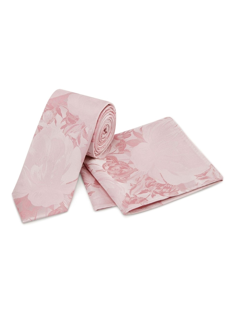 Skopes Light Pink Silk Floral Tie & Pocket Square Set - Image 5 of 5