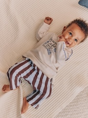 Blue/Brown Brunch Club Baby Top and Wide Leg Leggings Set (0mths-2yrs) - Image 1 of 3