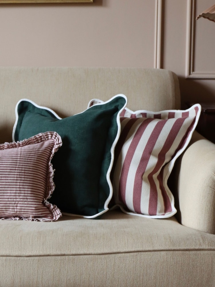 Ellenvale Interiors Plum Chloe Chloe Striped Scalloped Edge Cushion Cover 45 X 45cm - Image 5 of 5 Ellenvale Interiors Plum Chloe Chloe Striped Scalloped Edge Cushion Cover 45 X 45cm - Image 5 of 5