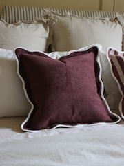 Ellenvale Interiors Plum Chloe Scalloped Edge Cushion 45 x 45cm Cover - Image 1 of 6