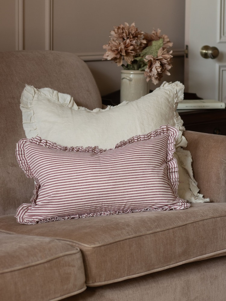 Ellenvale Interiors Burgundy Darcy Stripe Cushion Cushion Cover - Image 1 of 5 Ellenvale Interiors Burgundy Darcy Stripe Cushion Cushion Cover - Image 1 of 5