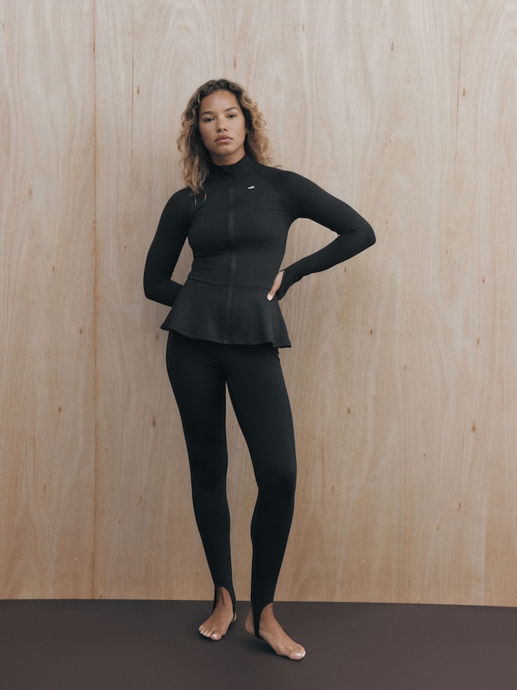 Qara - Self. Tam Fermuarlı Peplum Techinal Gödəkçə - 11şəkildən 2 şəkil