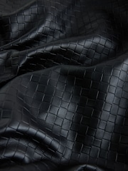 Black Faux Leather Basketweave Bomber Jacket - Image 7 of 7
