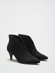 Friends Like These Black Wide Fit Faux Suede Deep Cut Kitten Heel Ankle Boots - Image 1 of 5
