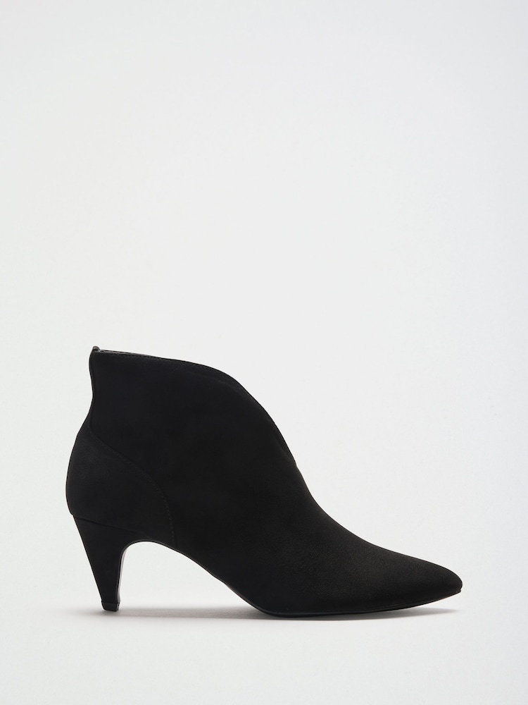 Friends Like These Black Wide Fit Faux Suede Deep Cut Kitten Heel Ankle Boots - Image 2 of 5