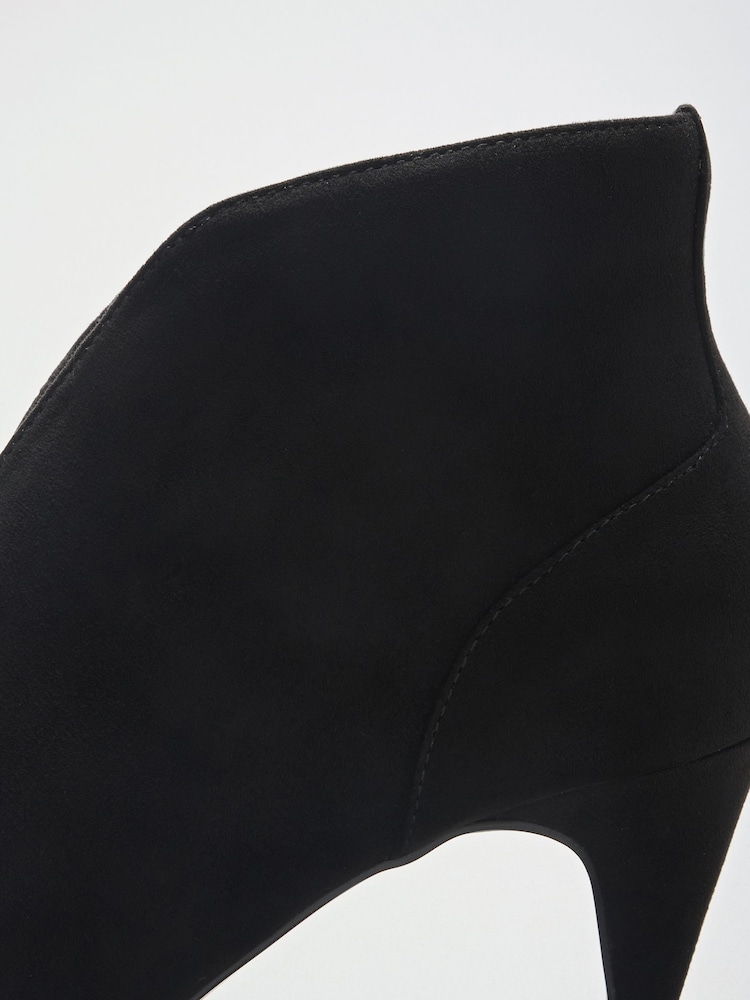 Friends Like These Black Wide Fit Faux Suede Deep Cut Kitten Heel Ankle Boots - Image 5 of 5