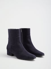 Friends Like These Navy Wide Fit Faux Suede Mini Block Heeled Smart Ankle Boots - Image 1 of 5