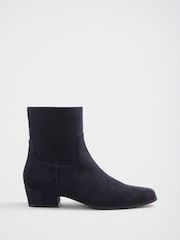 Friends Like These Navy Wide Fit Faux Suede Mini Block Heeled Smart Ankle Boots - Image 2 of 5