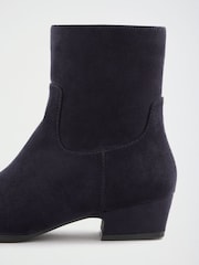 Friends Like These Navy Wide Fit Faux Suede Mini Block Heeled Smart Ankle Boots - Image 3 of 5