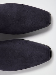 Friends Like These Navy Wide Fit Faux Suede Mini Block Heeled Smart Ankle Boots - Image 4 of 5