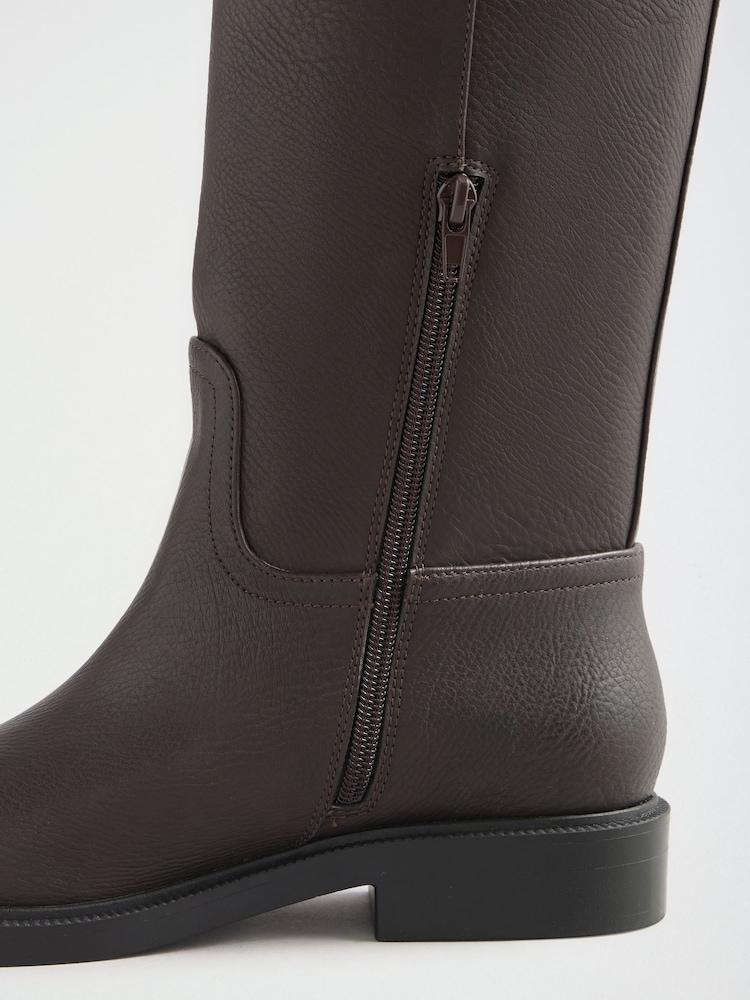 Friends Like These Chocolate Brown Wide Fit Faux Leather Knee High Riding Boots - Image 6 of 6 Friends Like These Chocolate Brown Wide Fit Faux Leather Knee High Riding Boots - Image 6 of 6