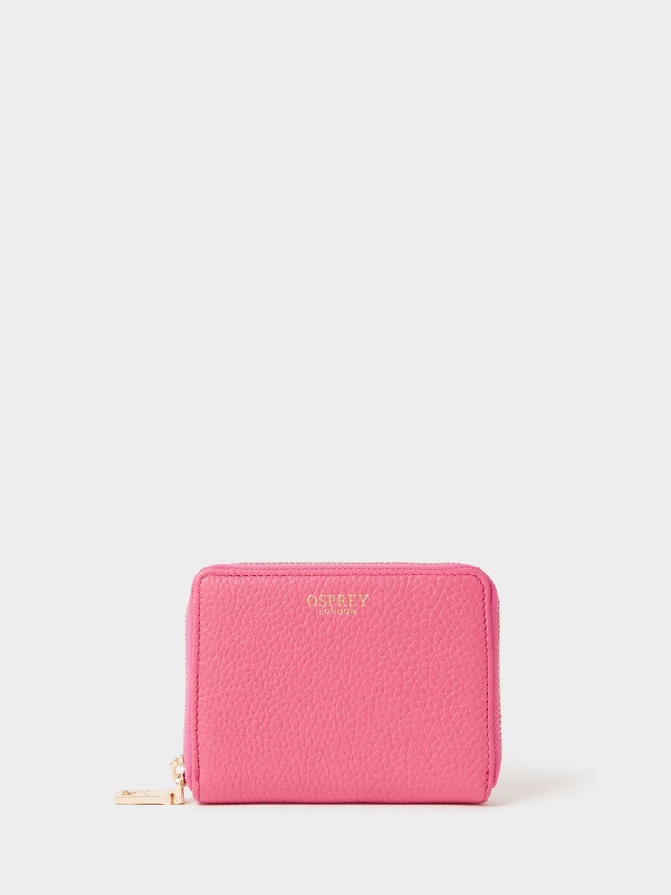 Osprey London Dark Pink The Core Small Leather Zip Around Purse - Image 1 of 5 Osprey London Dark Pink The Core Small Leather Zip Around Purse - Image 1 of 5