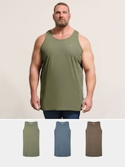 BadRhino Big & Tall Green Longline Falcon Singlet Vests 3 Pack - Image 1 of 9