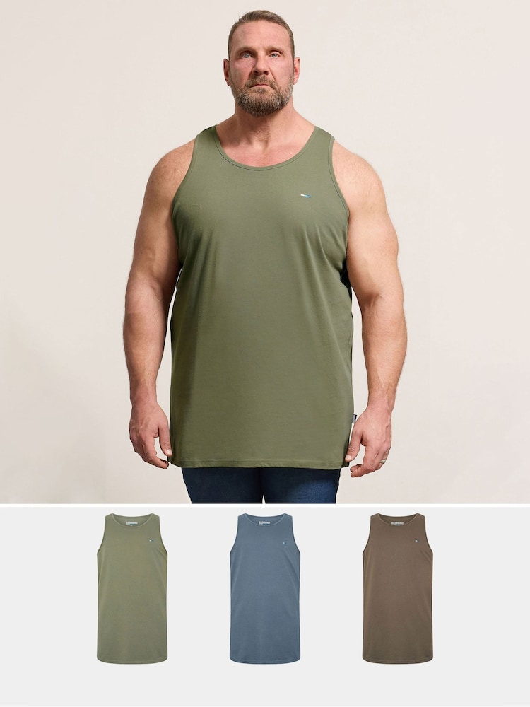 BadRhino Big & Tall Green Longline Falcon Singlet Vests 3 Pack - Image 1 of 9