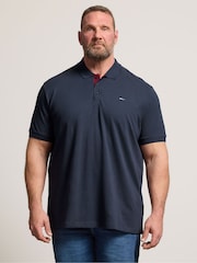 BadRhino Big & Tall Blue Contrast Placket Core Polo Shirt - Image 1 of 6