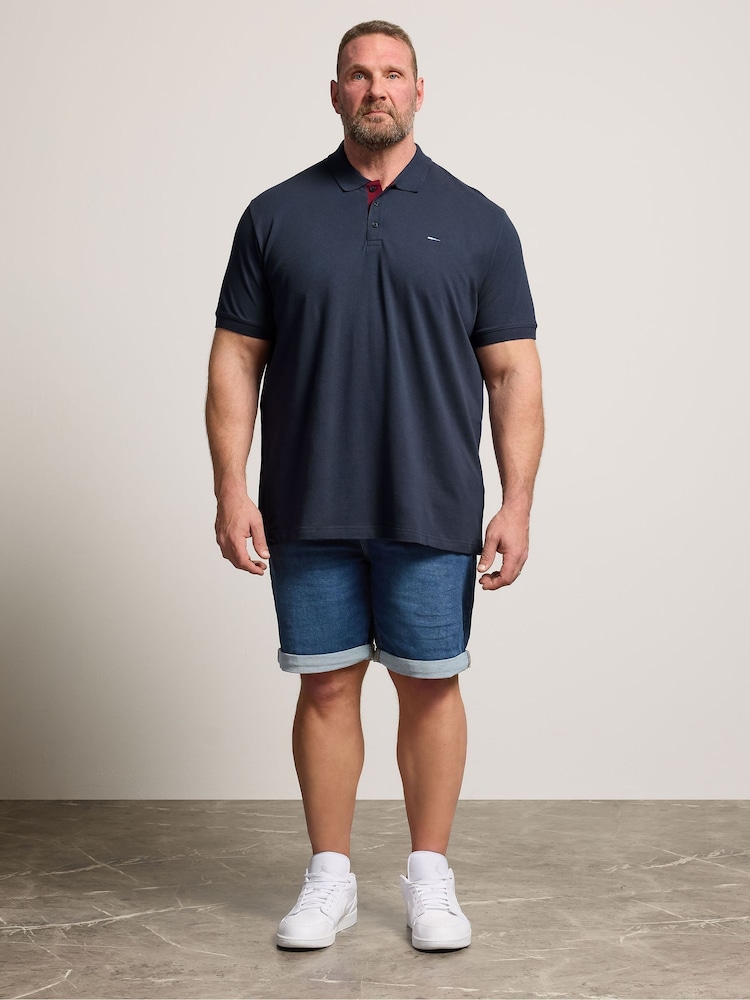 BadRhino Big & Tall Blue Contrast Placket Core Polo Shirt - Image 2 of 6