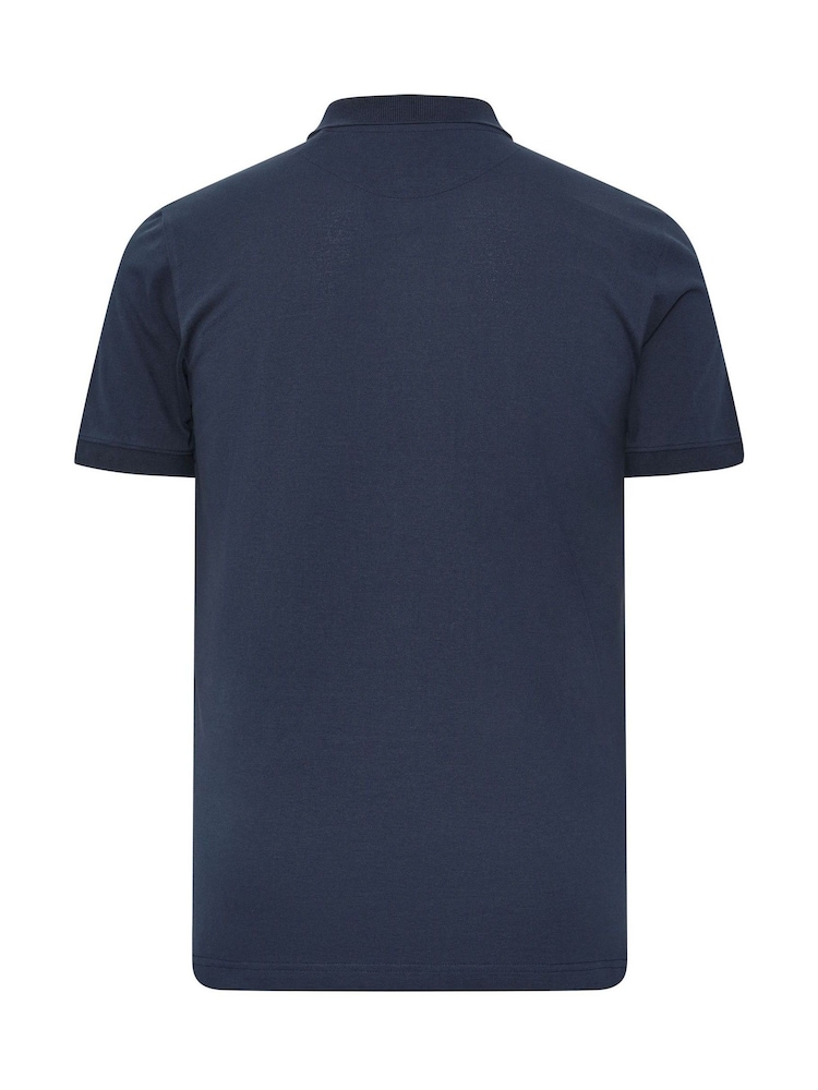 BadRhino Big & Tall Blue Contrast Placket Core Polo Shirt - Image 6 of 6