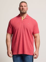 BadRhino Big & Tall Pink Contrast Placket Core Polo Shirt - Image 1 of 6