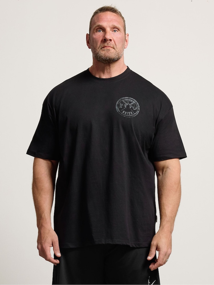 BadRhino Big & Tall Black IronRhino Weightplate T-Shirt - Image 1 of 7 BadRhino Big & Tall Black IronRhino Weightplate T-Shirt - Image 1 of 7