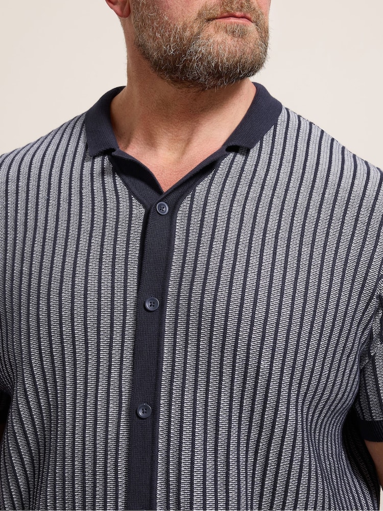 BadRhino Big & Tall Knitted Fine Stripe Shirt - Imagen 4 de 4