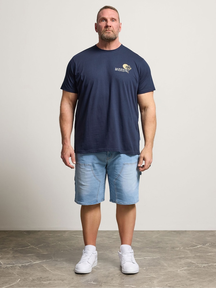 BadRhino Big & Tall Blue Palm Beach Club Acid Wash T-Shirt - Image 2 of 5