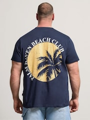 BadRhino Big & Tall Blue Palm Beach Club Acid Wash T-Shirt - Image 3 of 5