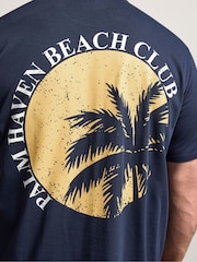 BadRhino Big & Tall Blue Palm Beach Club Acid Wash T-Shirt - Image 4 of 5
