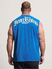 BadRhino Big & Tall Blue IronRhino Acid Wash Old English Vest - Image 3 of 7