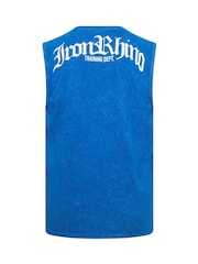 BadRhino Big & Tall Blue IronRhino Acid Wash Old English Vest - Image 7 of 7