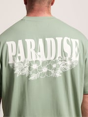 BadRhino Big & Tall Green Long Paradise Acid Wash T-Shirt - Image 4 of 7