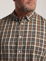 BadRhino Big & Tall Brown Checked Short Sleeve Shirt - Image 4 of 6