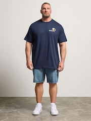 BadRhino Big & Tall Blue Long Palm Beach Club Acid Wash T-Shirt - Image 2 of 5